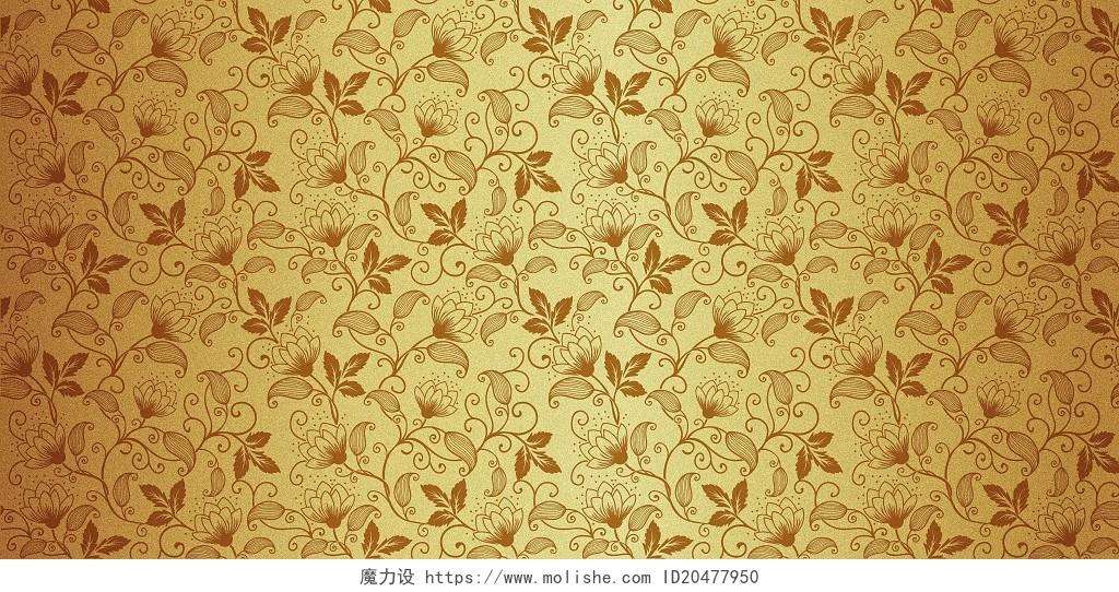 金色质感古风欧式花纹底纹展板背景